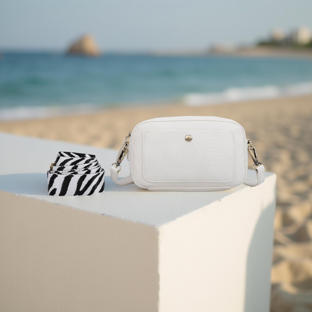 New Cream Colored Crossbody Bag with 2 crossbody straps. one is a Zebra Print